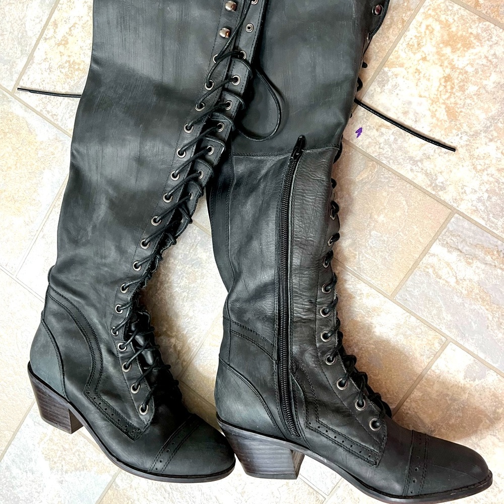 Free people jeffrey campbell laceup vintage boho look boots size 6